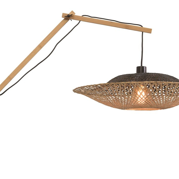 Applique Murale Kalimantan Bambou Tressé Noir et Naturel 60x15 cm L