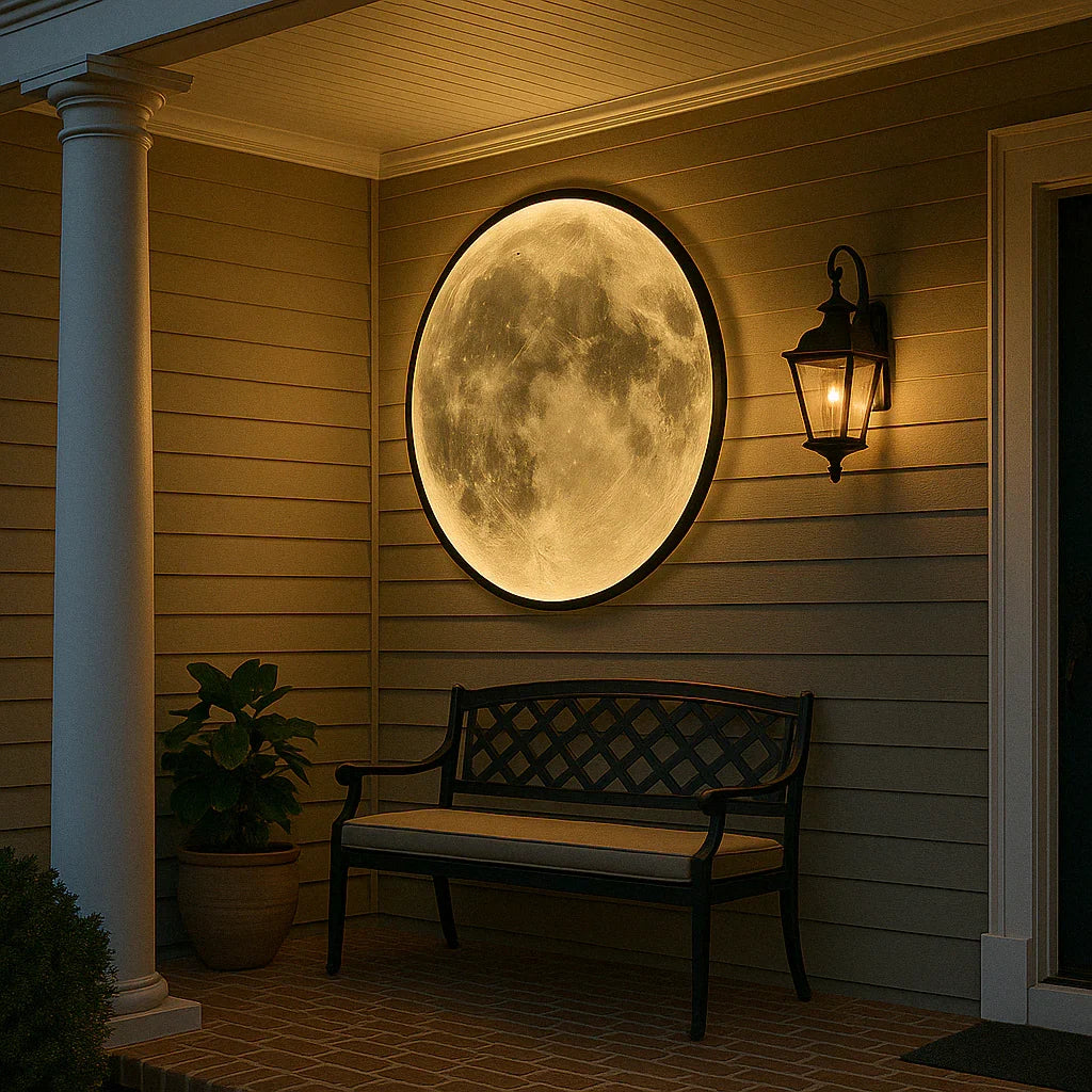 Applique Murale Lune LED Ronde, Effet Relief Lunaire