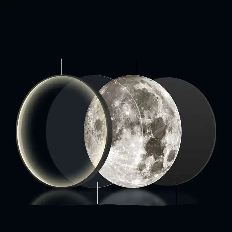 Applique Murale Lune LED Ronde, Effet Relief Lunaire