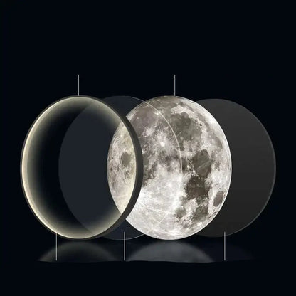 Applique Murale Lune LED Ronde, Effet Relief Lunaire