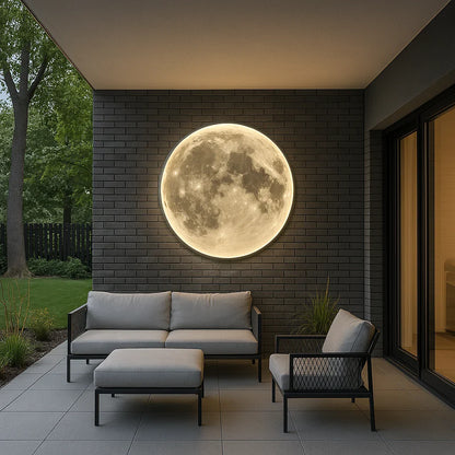 Applique Murale Lune LED Ronde, Effet Relief Lunaire