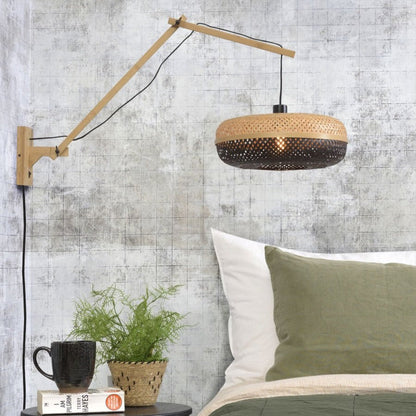 Applique Murale Palawan Bambou Tressé Noir et Naturel 40x15 cm L