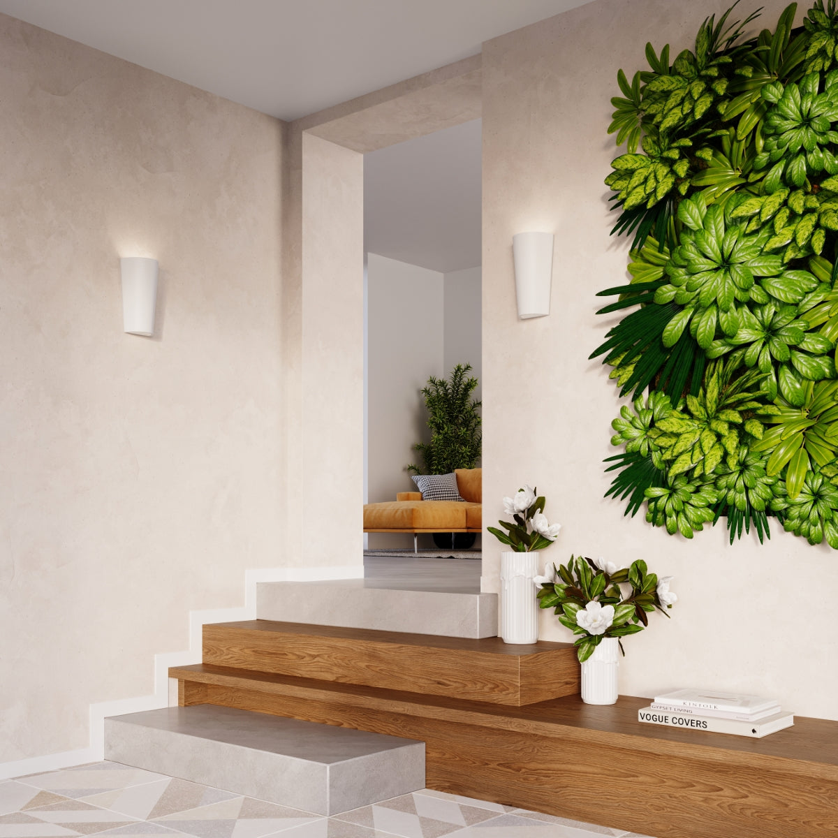 Applique Murale Pot Céramique Blanche, Éclairage Haut et Bas