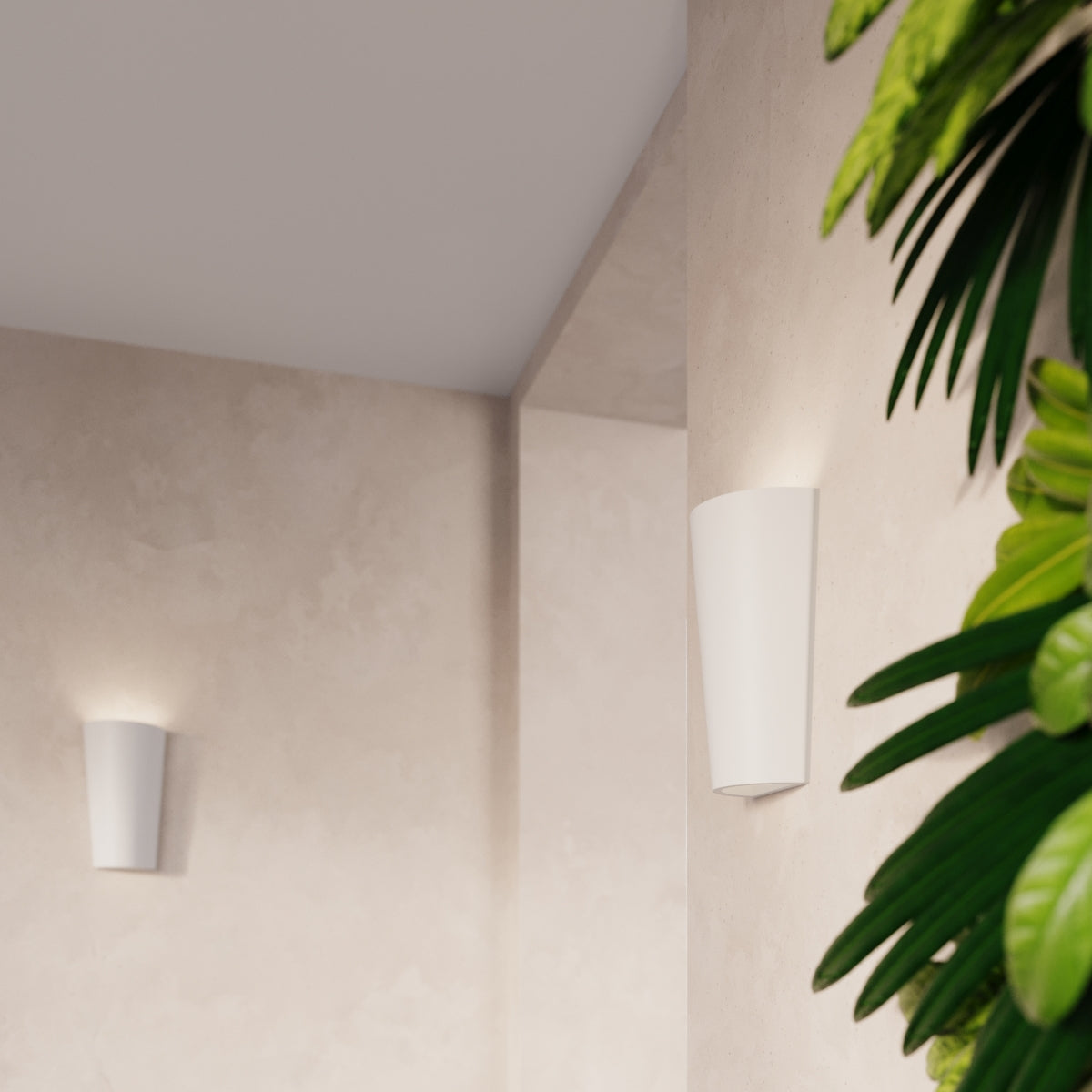 Applique Murale Pot Céramique Blanche, Éclairage Haut et Bas