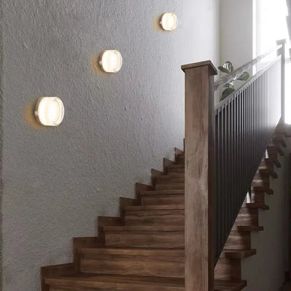 Applique murale ronde LED en acrylique fumé vintage