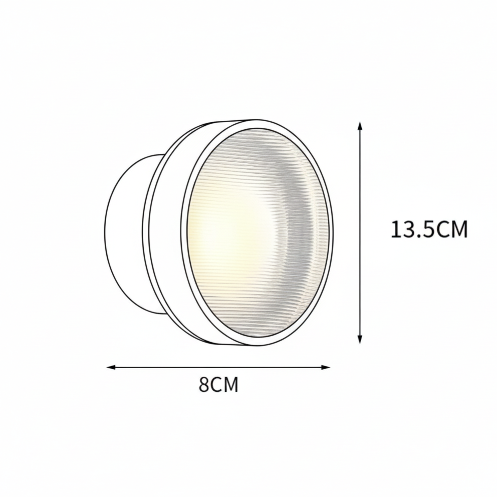 Applique Murale Ronde en Acrylique Rainuré Noire, LED Style Nordique