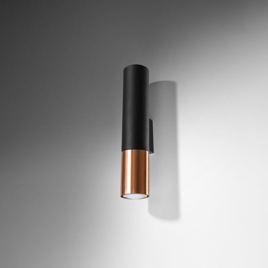 Applique Murale Tube Duo Metallic Acier Noir et Cuivre