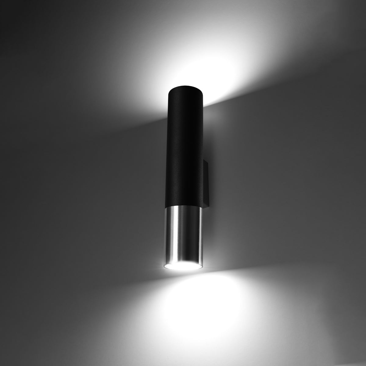 Applique Murale Tube Duo Metallic Acier Noir et Chrome