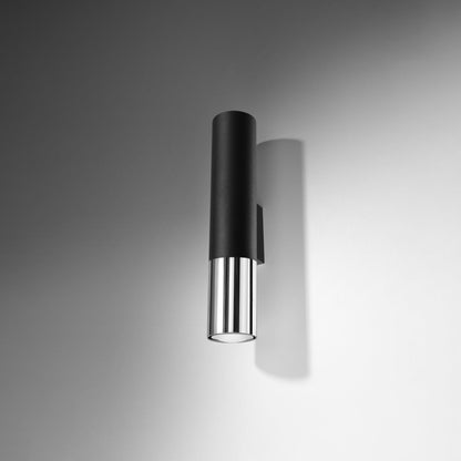 Applique Murale Tube Duo Metallic Acier Noir et Chrome
