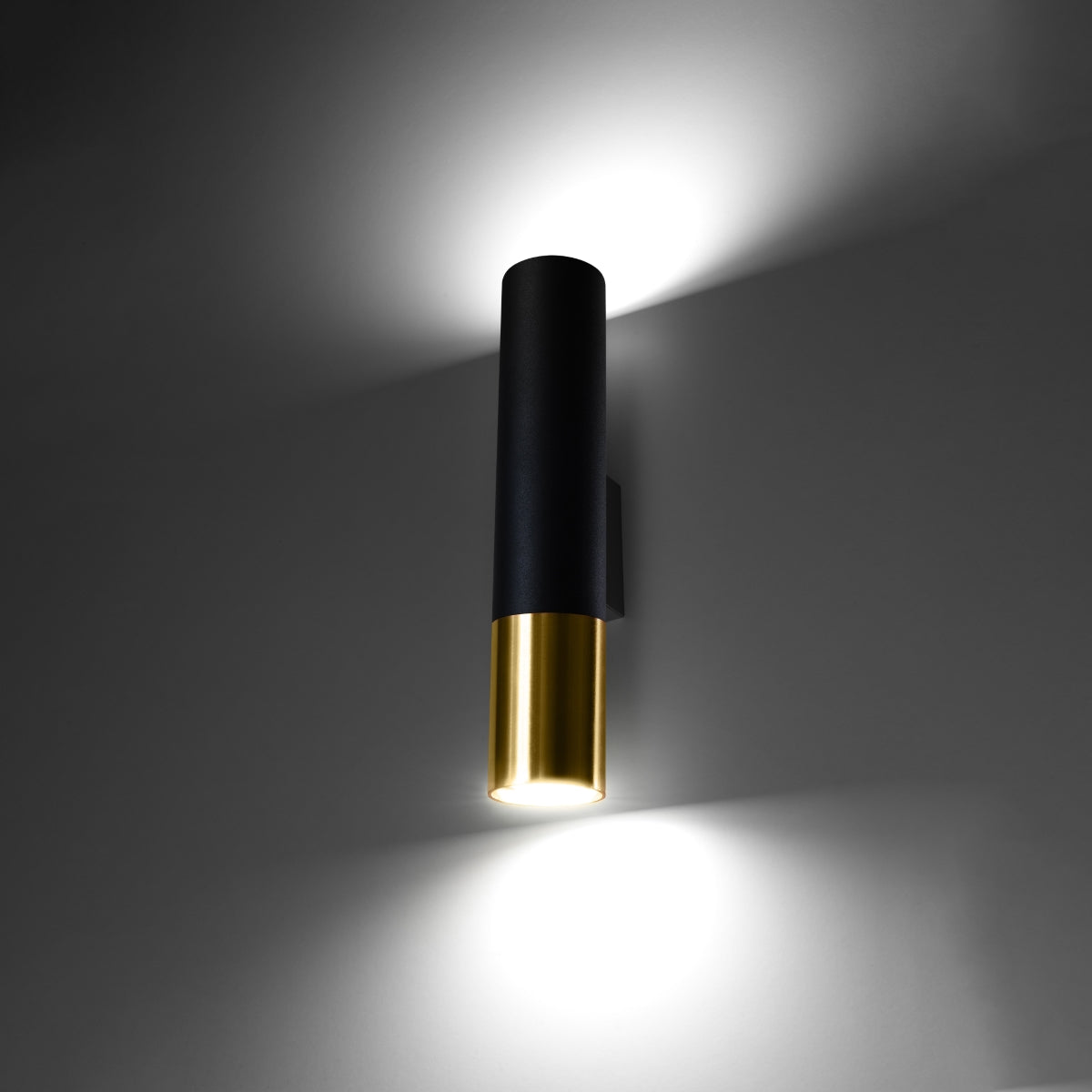 Applique Murale Tube Duo Metallic Acier Noir et Doré