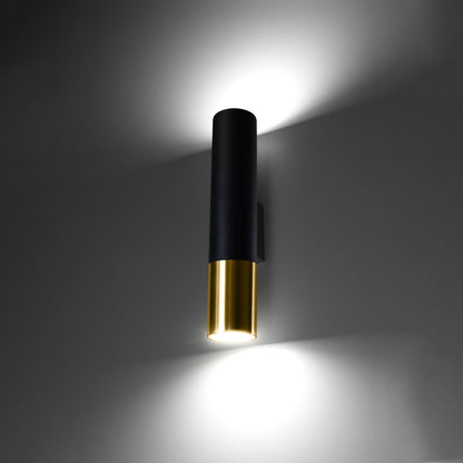 Applique Murale Tube Duo Metallic Acier Noir et Doré