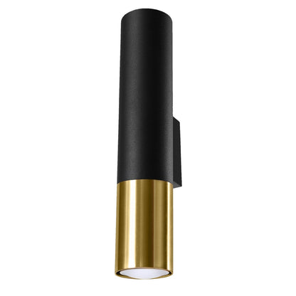 Applique Murale Tube Duo Metallic Acier Noir et Doré