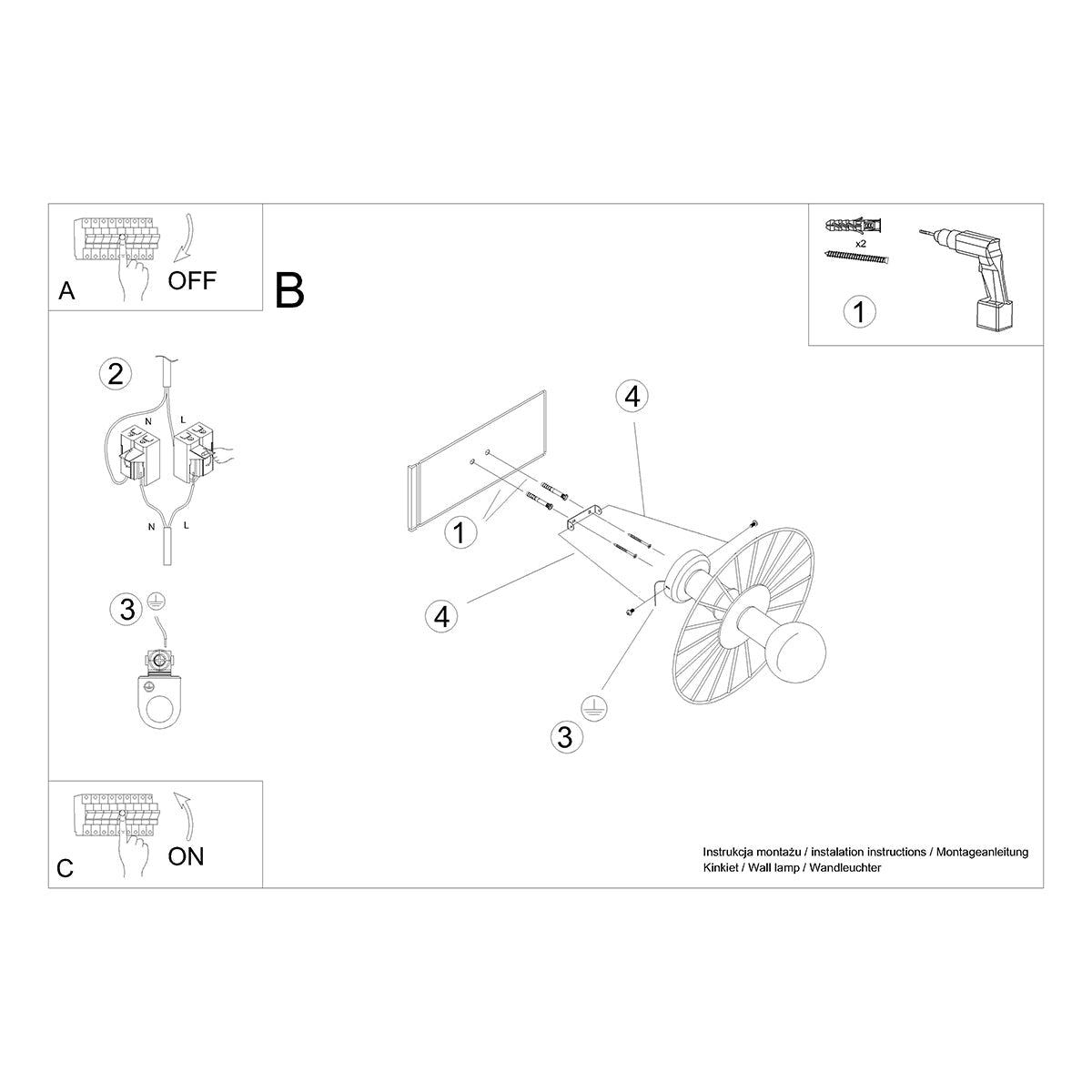 Applique / Plafonnier Modulable Circulaire 30 cm Noir
