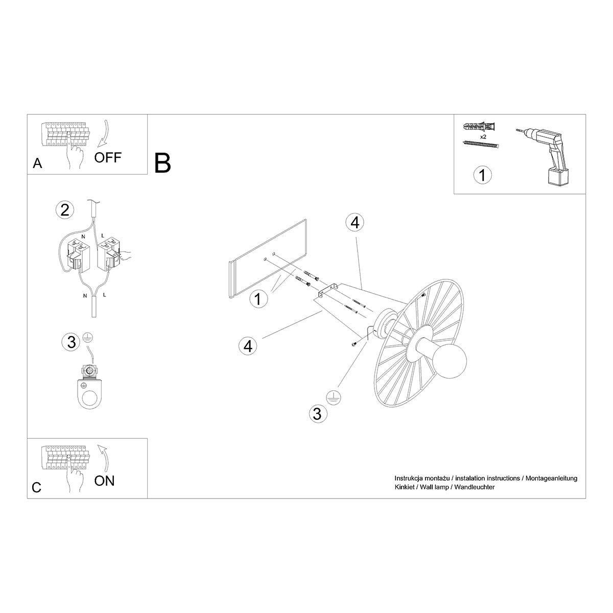 Applique / Plafonnier Modulable Circulaire 45 cm Noir