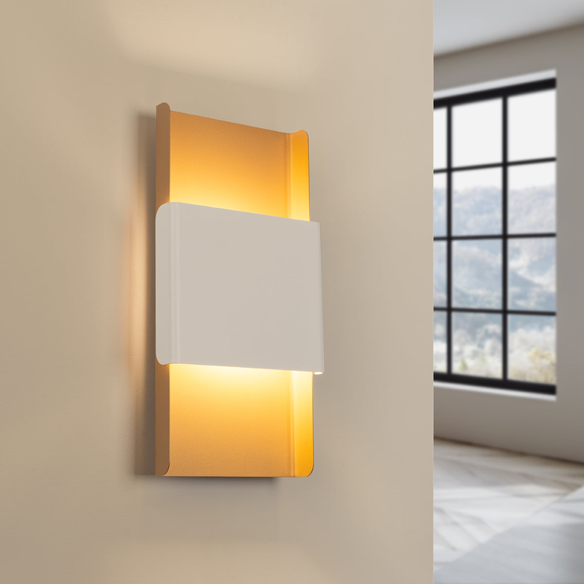 Applique Murale Design Plaque Bicolore Or et Blanc