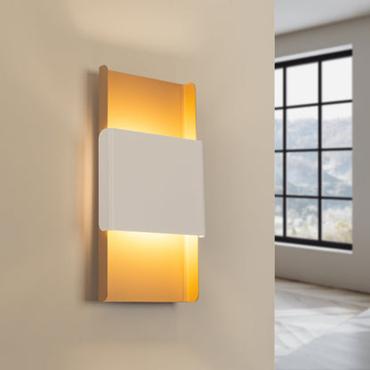 Applique Murale Design Plaque Bicolore Or et Blanc