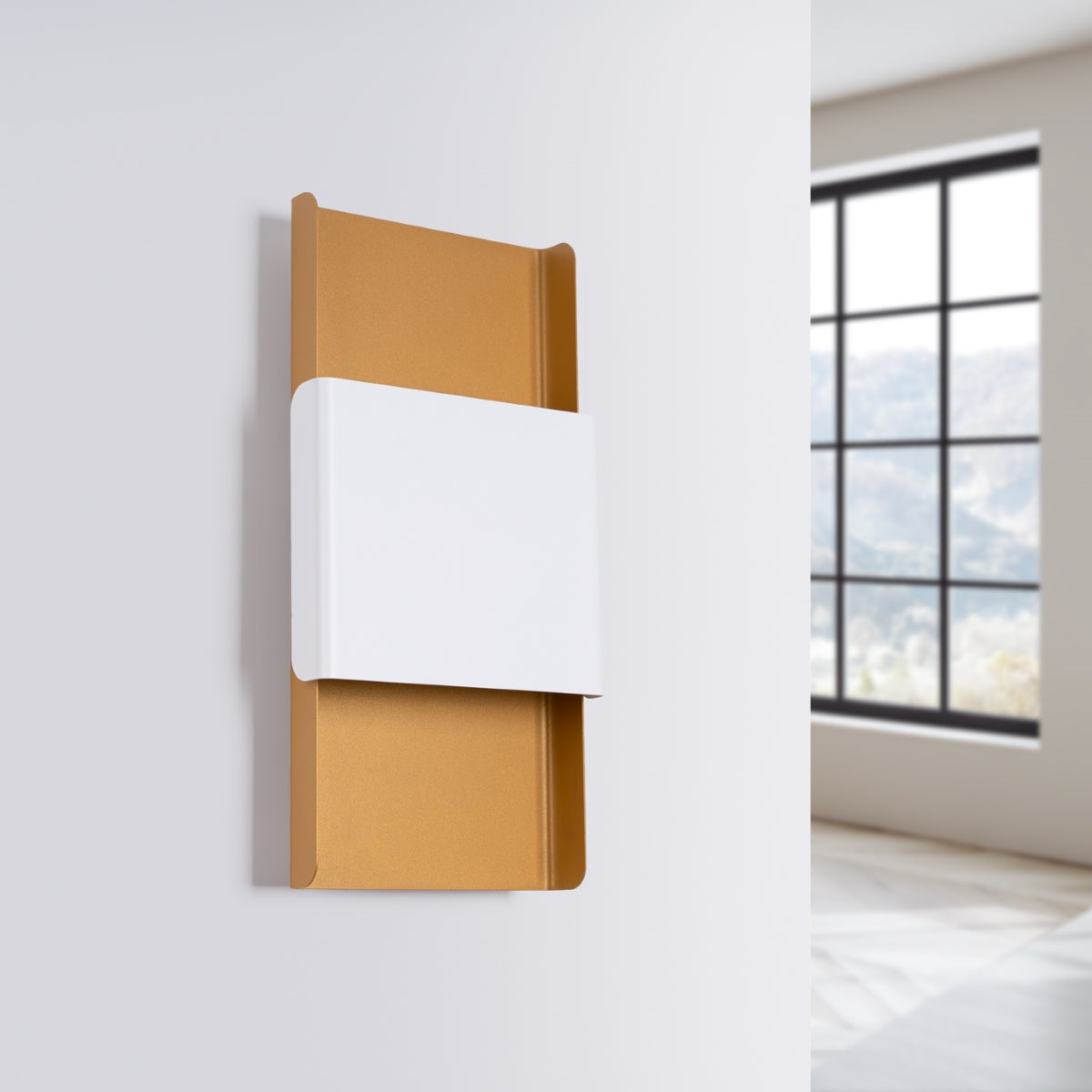 Applique Murale Design Plaque Bicolore Or et Blanc
