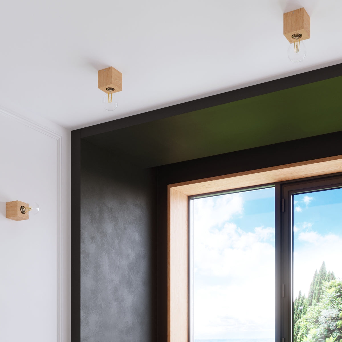 Applique Pure Cube en Bois Naturel