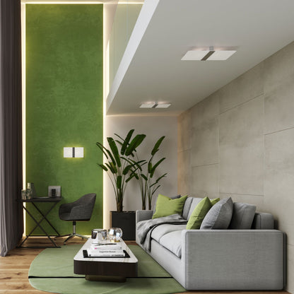 Applique Rectangle Verre Blanc et Chrome