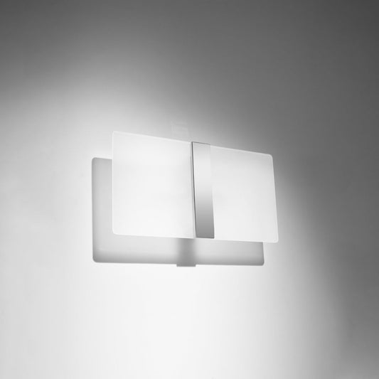 Applique Rectangle Verre Blanc et Chrome