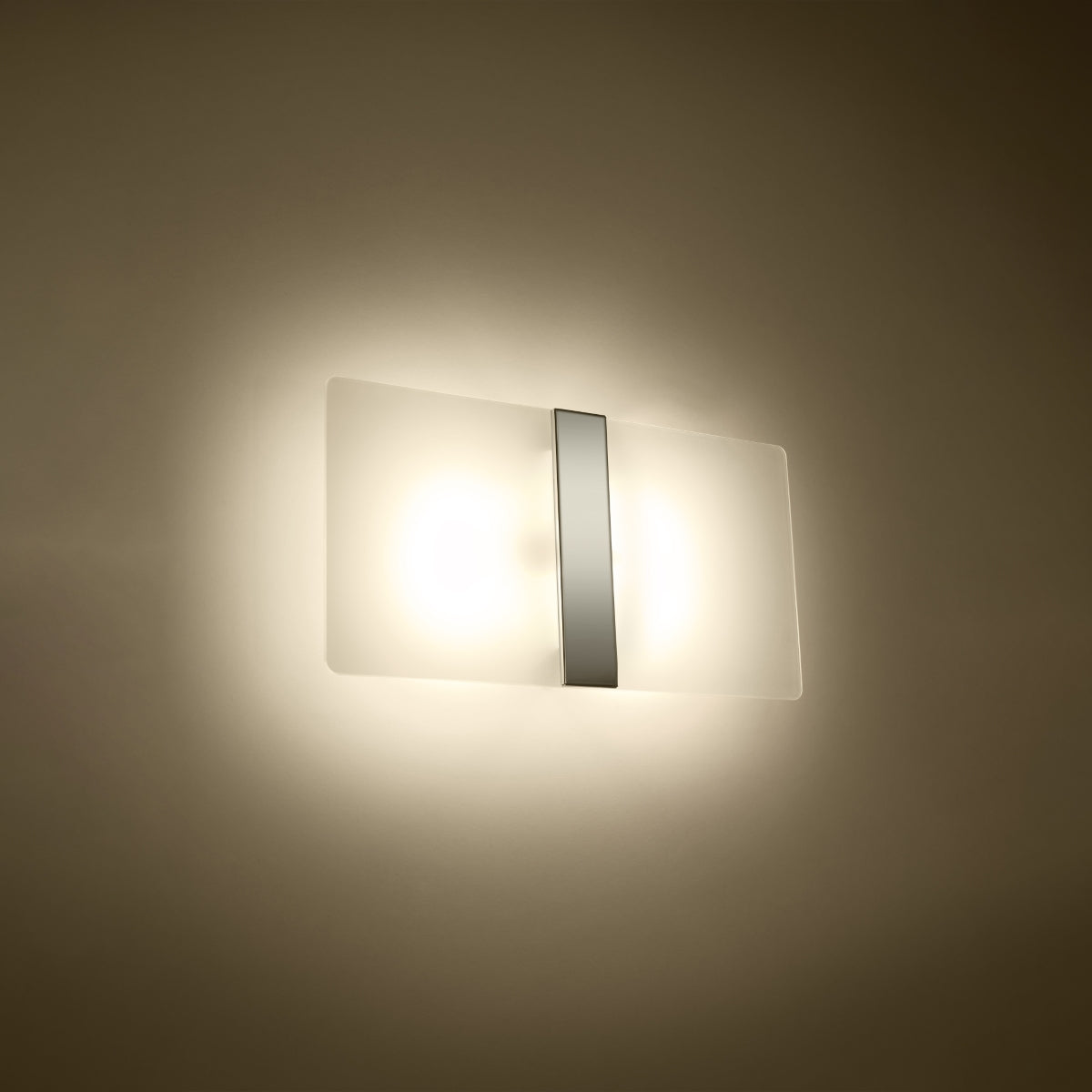 Applique Rectangle Verre Blanc et Chrome