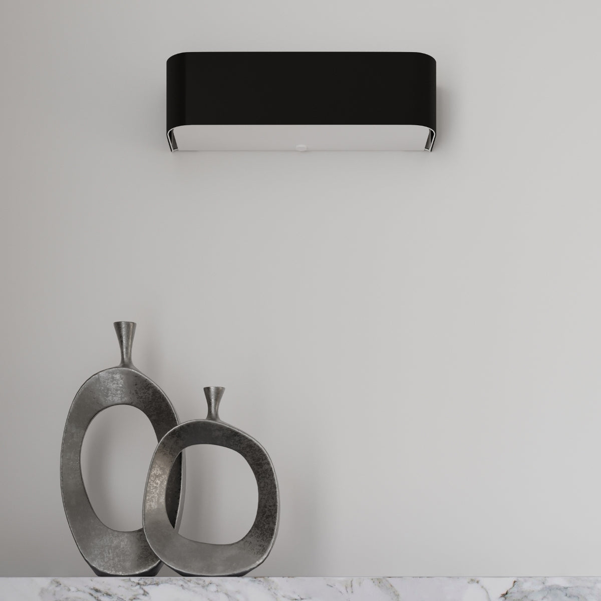 Applique Murale Rectangulaire Noire en Tissu
