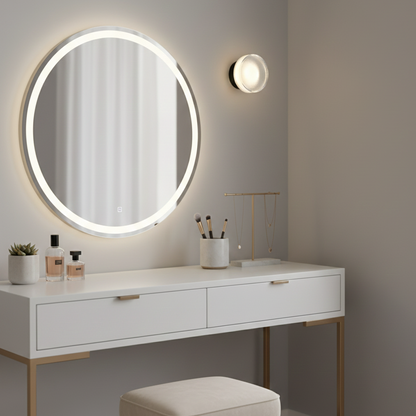 Applique Murale Ronde en Acrylique Rainuré Noire, LED Style Nordique