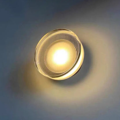 Applique Murale Ronde en Acrylique Rainuré Noire, LED Style Nordique