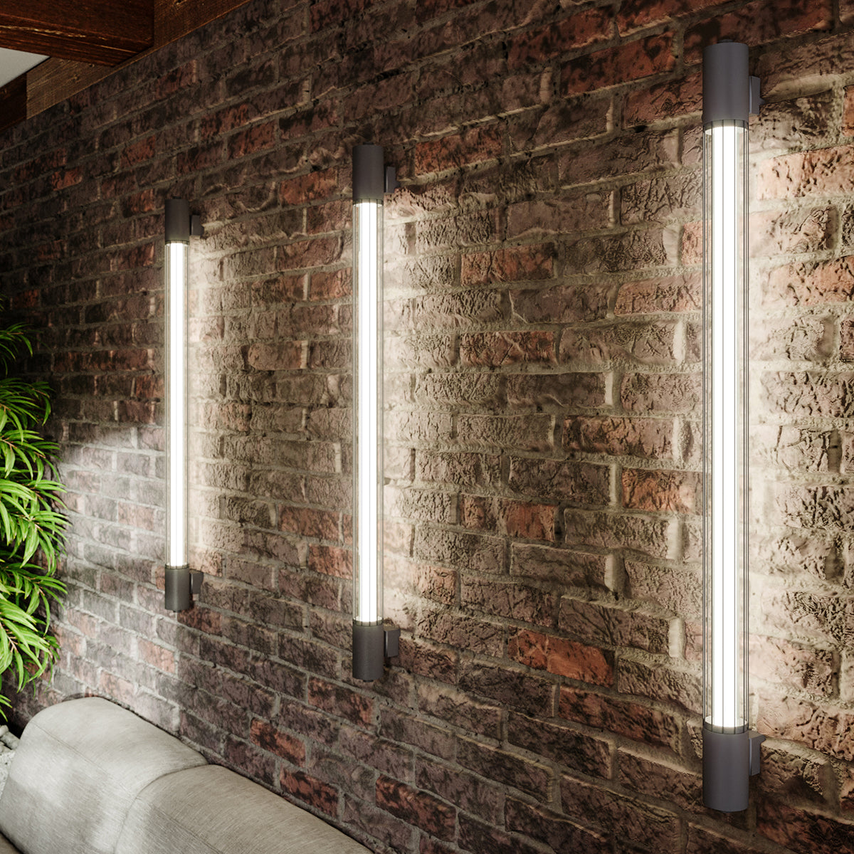 Applique Murale Tube Lumineux Noir Industriel