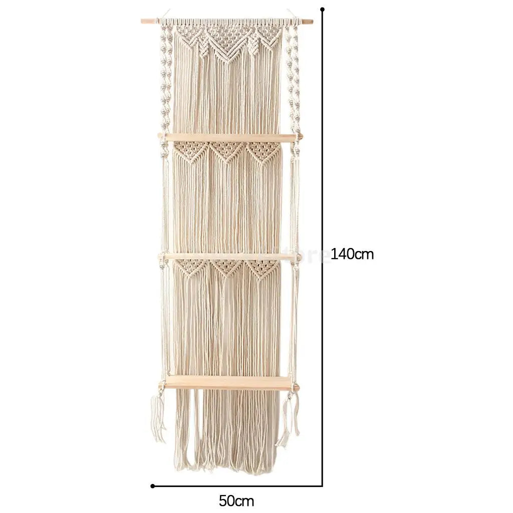 Étagère Murale Macramé Bohème 3 Niveaux