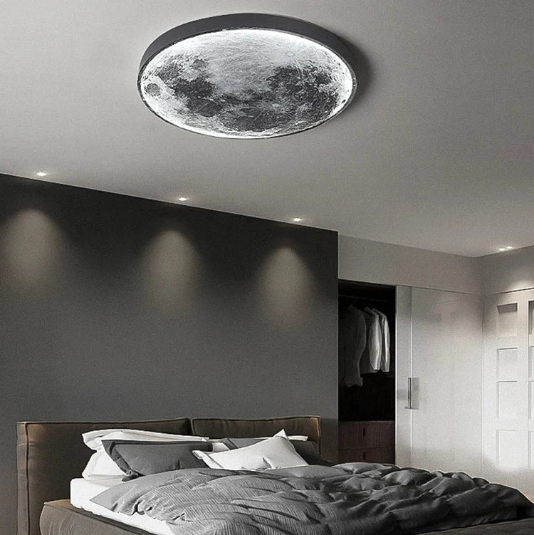 Applique Murale Lune LED Ronde, Effet Relief Lunaire