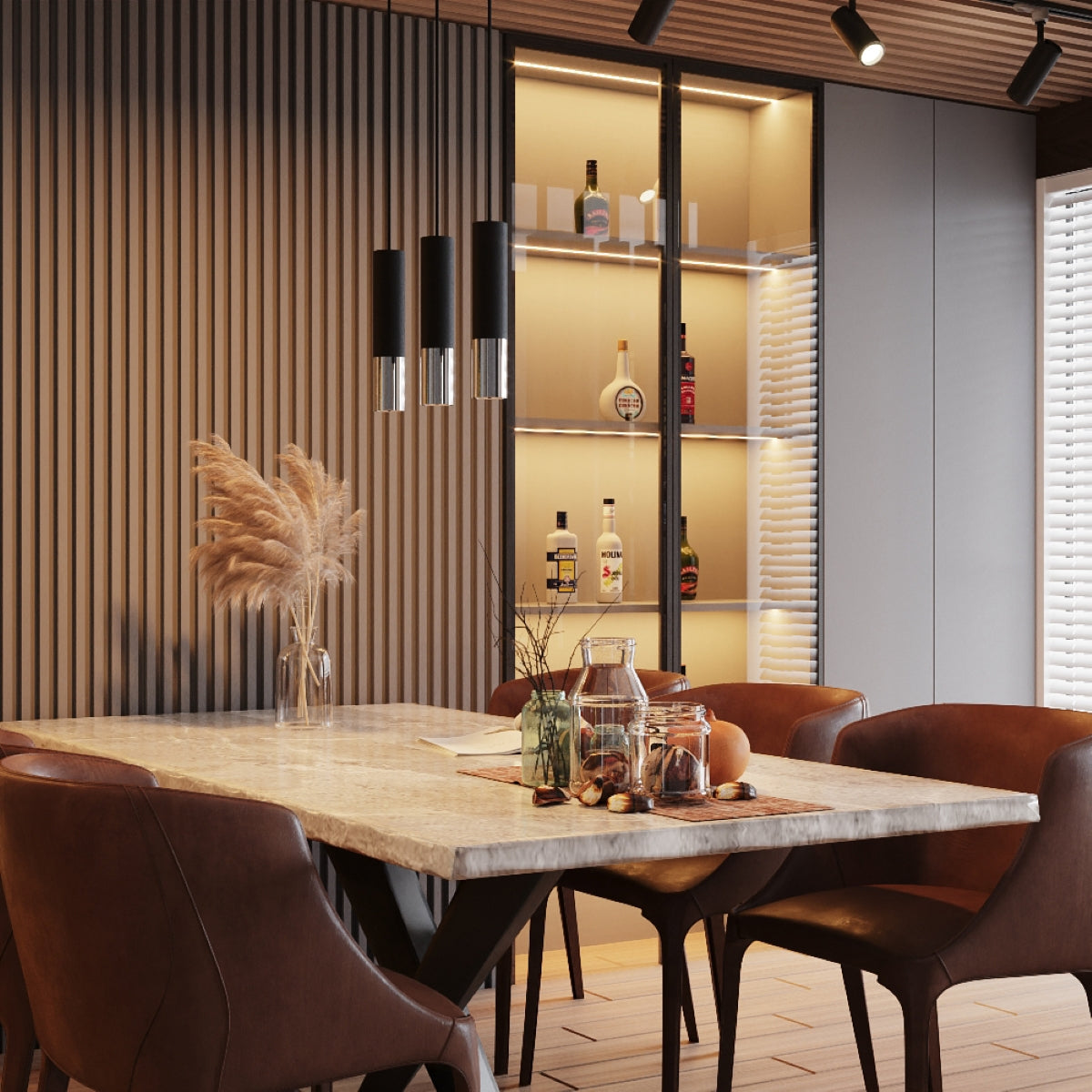 Applique Murale Tube Duo Metallic Acier Noir et Chrome