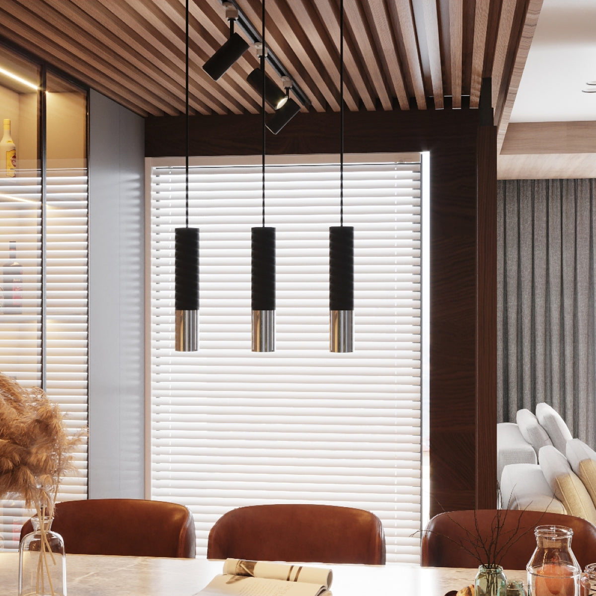 Applique Murale Tube Duo Metallic Acier Noir et Chrome
