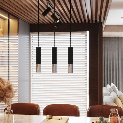 Applique Murale Tube Duo Metallic Acier Noir et Chrome