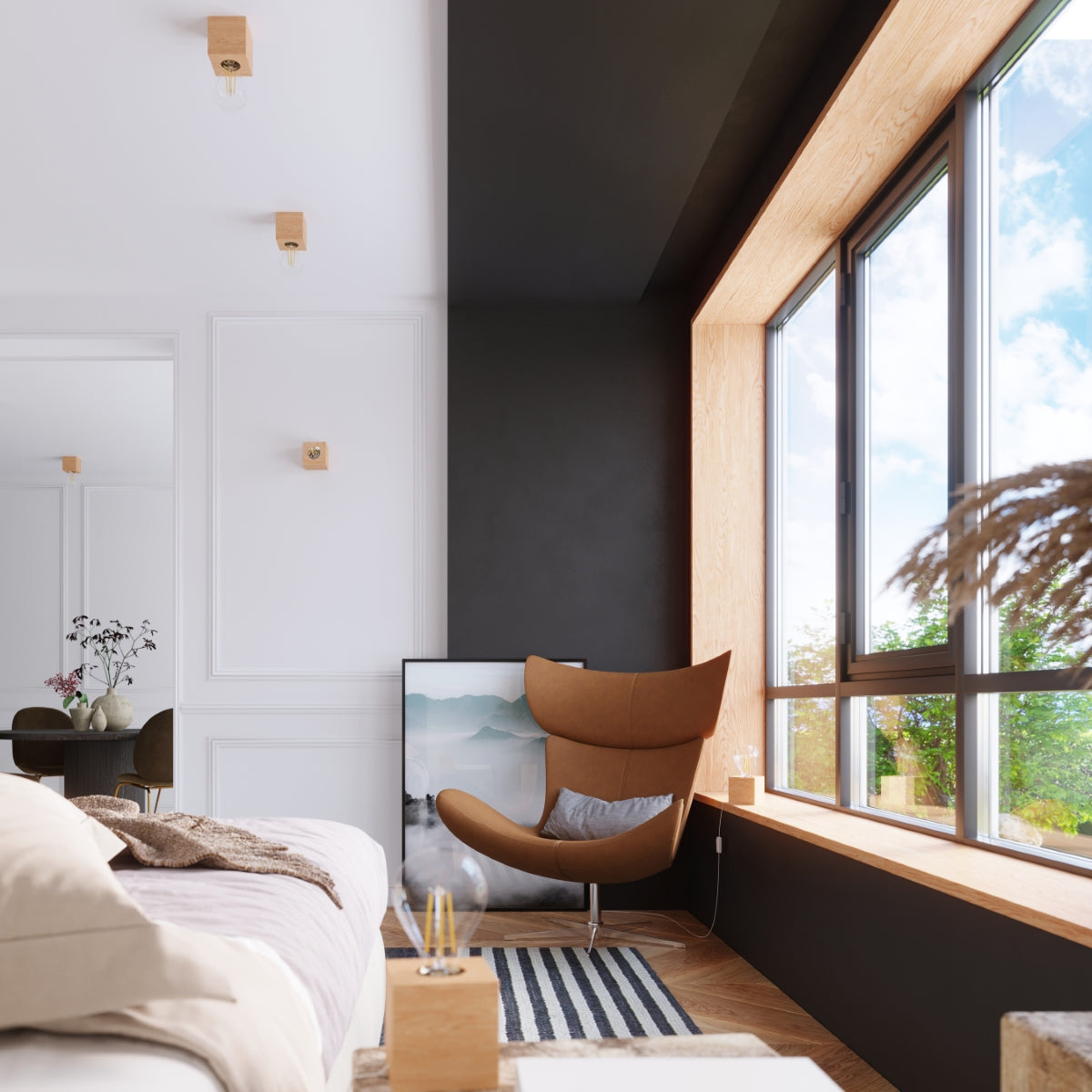 Applique Pure Cube en Bois Naturel